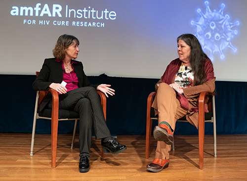Dr. Rowena Johnston spoke with Loreen Willenberg, known as the “San Francisco patient,” at amfAR’s Cure Summit in 2019.